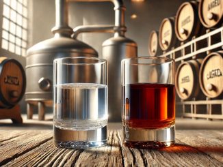 Cachaça branca e envelhecida (imagem gerada por IA)