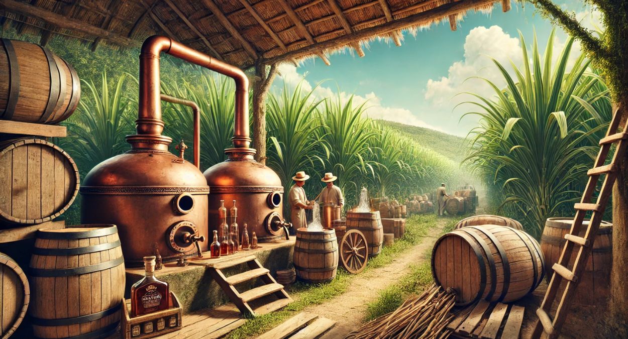 Destilaria de Cachaça (imagem gerada por IA)