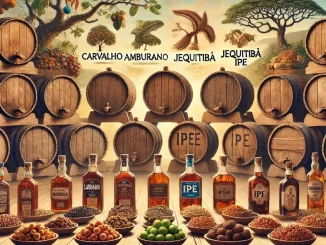 Diferentes tipos de barris de carvalho para envelhecimento de cachaça
