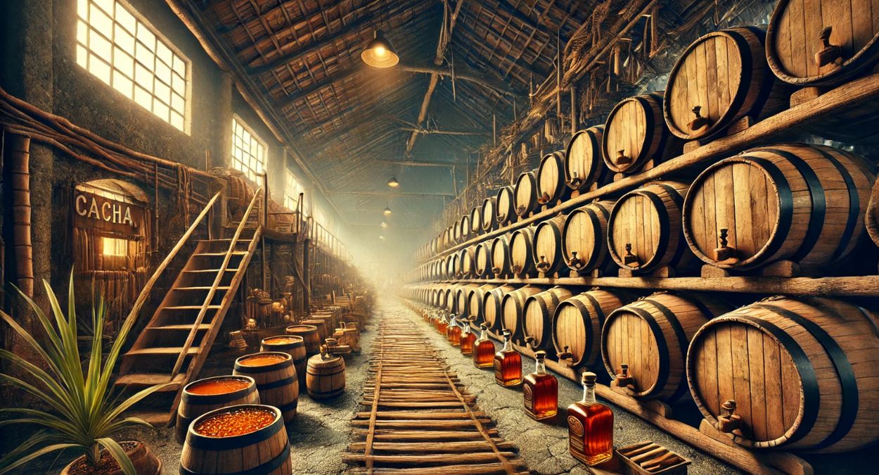 Envelhecimento de cachaça (imagem gerada por IA)