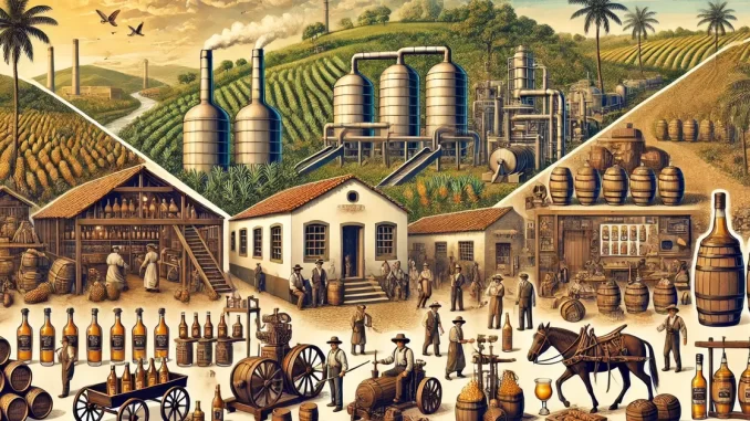 Evolução da Cachaça no Brasil Evolução da cachaça no Brasil através dos tempos em bela paisagem
