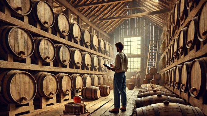 Maturação da cachaça (imagem gerada por IA) Maturação da cachaça (imagem gerada por IA)