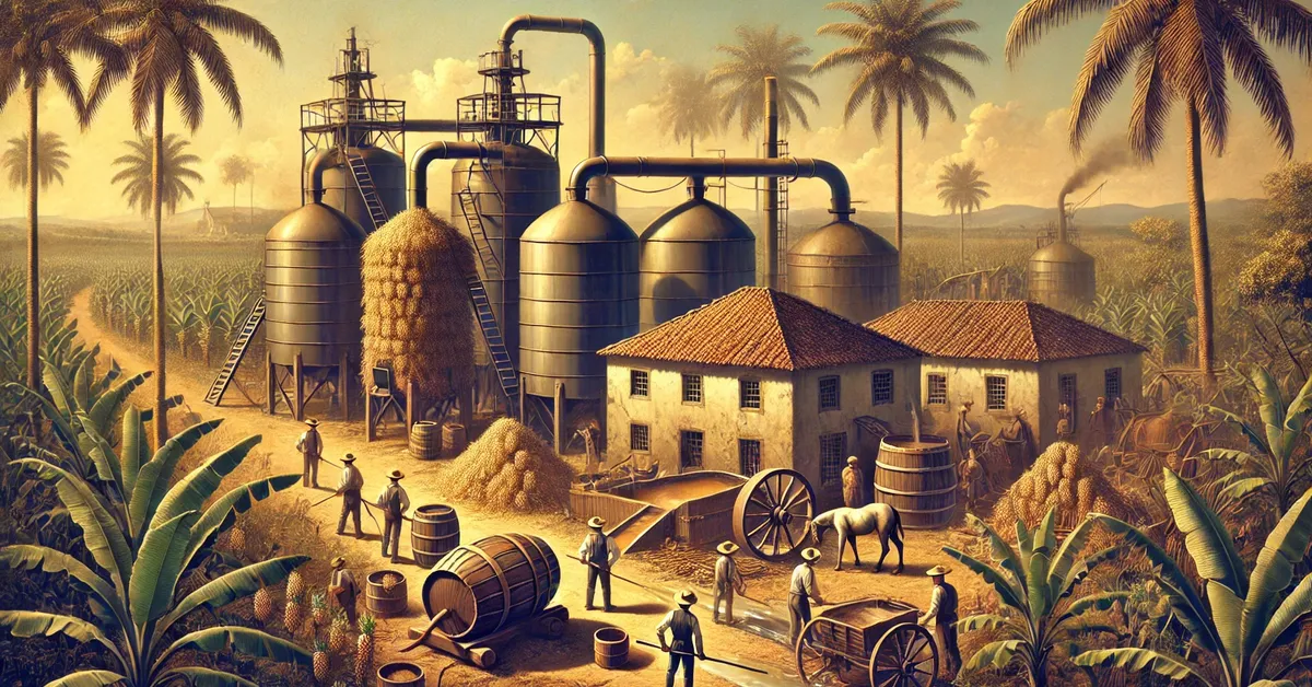 Vista panorâmica das históricas destilarias coloniais brasileiras