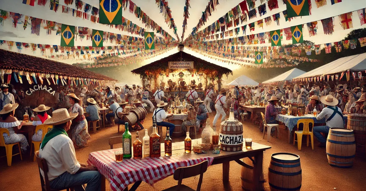 Paisagem de festa em local tradicional com cachaça na praça pequena