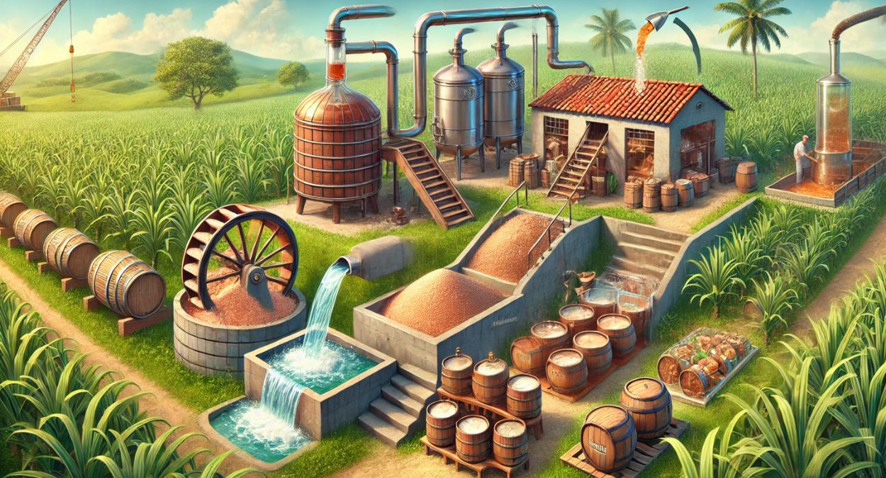 Produção de Cachaça (imagem gerada por IA)